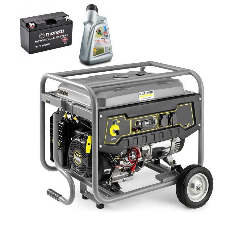 PGG 3/1 AVR + Akumulator + Olej Silnikowy (3000W, 15L) Agregat Prądotwórczy, generator prądu Karcher