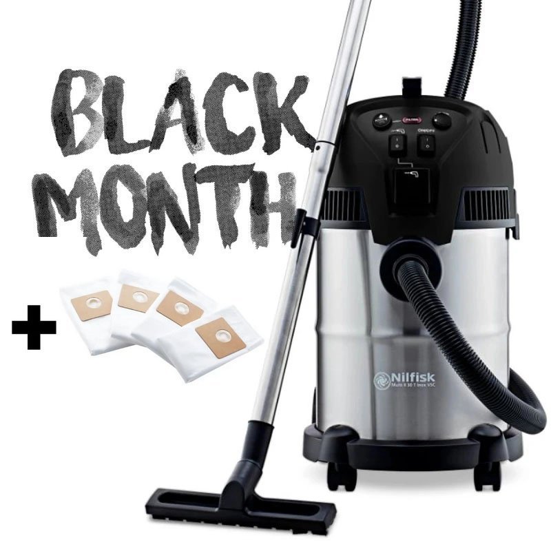 Nilfisk MULTI II 30 T Inox VSC BLACK EDITION + WORKI (1400W, 21kPA, 30L) Odkurzacz Domowo-Warsztatowy