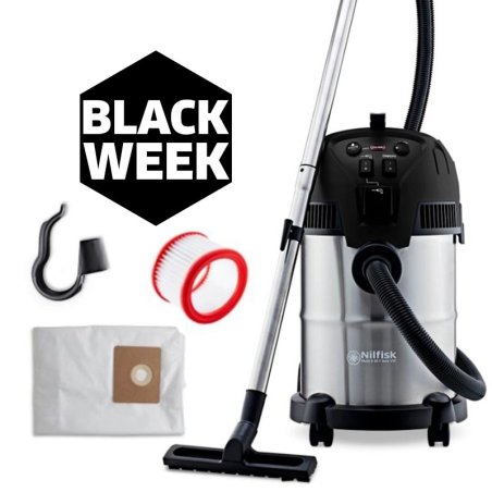 Nilfisk MULTI II 30 T Inox VSC BLACK EDITION (1400W, 21kPA, 30L) Odkurzacz Domowo-Warsztatowy