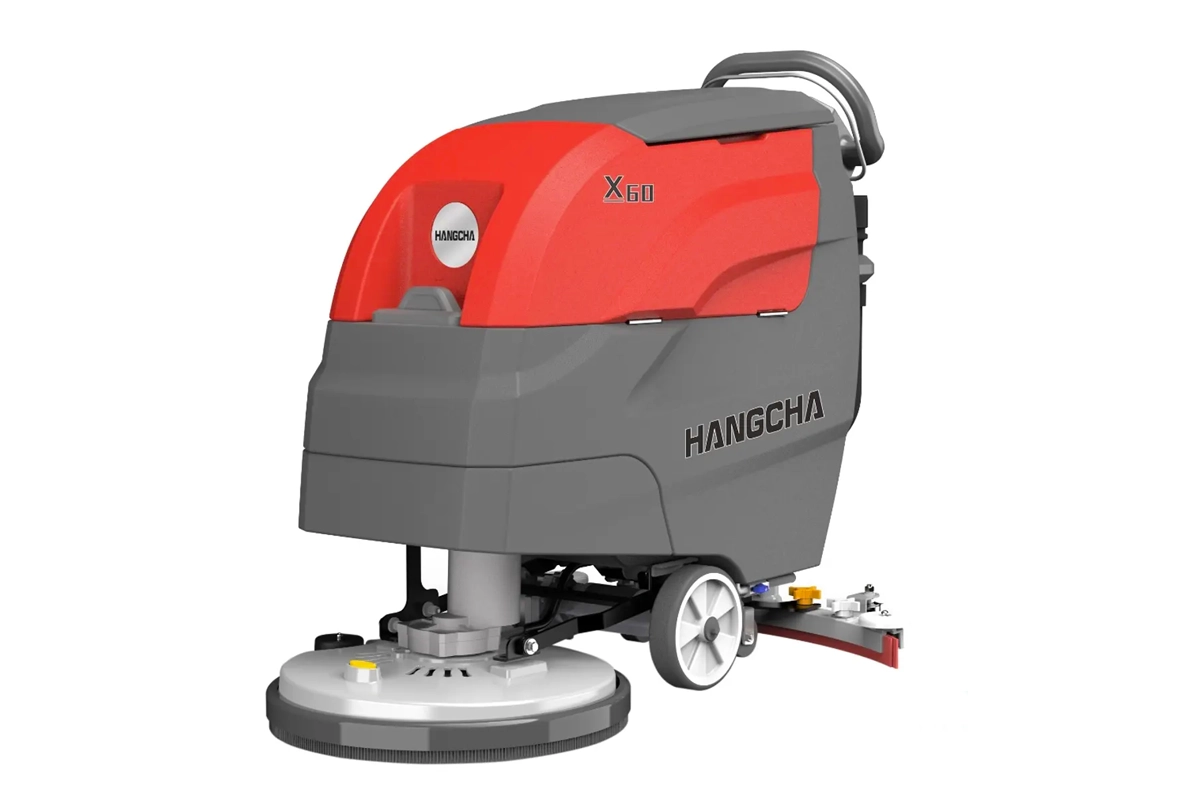 Szorowarka Hangcha X60 LiON podczas pracy w hali