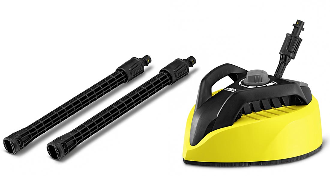 Przystawka do czyszczenia powierzchni płaskich T-Racer T 550 firmy Karcher. Przystawka do czyszczenia powierzchni płaskich T-Racer T 550 firmy Karcher. Prezentowana w pozycji leżącej.