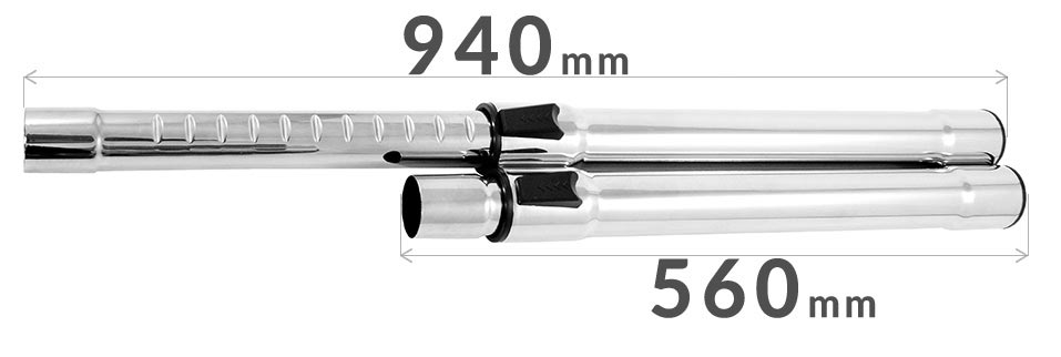 Po rozłożeniu rura ma długość 940mm Wymiary rury teleskopowej