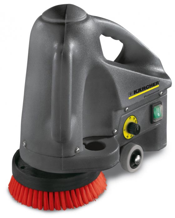 Profesjonalne urządzenie do szorowania schodów BD 17/5 C firmy Karcher. Profesjonalne urządzenie do szorowania schodów BD 17/5 C firmy Karcher. Prezentowane w pozycji stojącej.