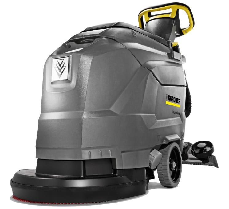 Profesjonalne urządzenie do szorowania BD 43/25 C Bp prowadzone ręcznie firmy Karcher. Profesjonalne urządzenie do szorowania BD 43/25 C Bp prowadzone ręcznie firmy Karcher. Prezentowane w pozycji stojącej.