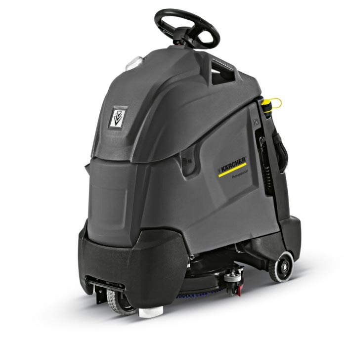 Profesjonalne urządzenie do szorowania step-on BD 50/40 Rs Bp firmy Karcher. Profesjonalne urządzenie do szorowania step-on BD 50/40 Rs Bp firmy Karcher. Prezentowane w pozycji stojącej.