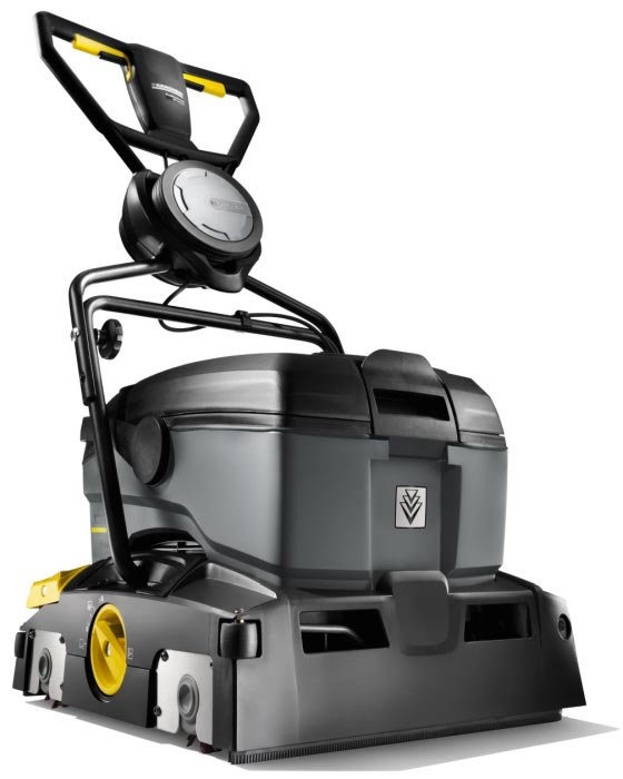 Profesjonalna szorowarka kompaktowa BR 40/10 C Adv firmy Karcher. Profesjonalna szorowarka kompaktowa BR 40/10 C Adv firmy Karcher. Prezentowane w pozycji stojącej.