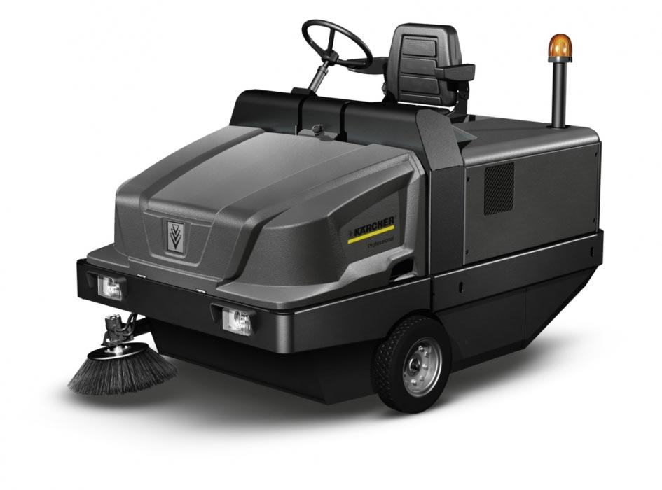 Profesjonalna, zamiatarka przemysłowa KM 130/300 R Lpg firmy Karcher z napędem na LPG. Profesjonalna, zamiatarka przemysłowa KM 130/300 R Lpg firmy Karcher z napędem na LPG. Prezentowane w pozycji stojącej.