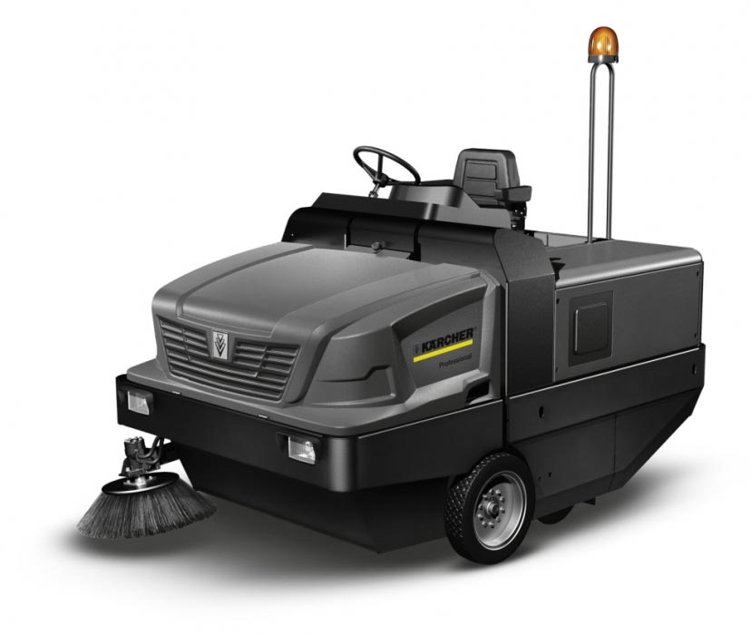 Profesjonalna, zamiatarka przemysłowa KM 150/500 R D firmy Karcher z napędem Diesla. Profesjonalna, zamiatarka przemysłowa KM 150/500 R D firmy Karcher z napędem Diesla. Prezentowane w pozycji stojącej.