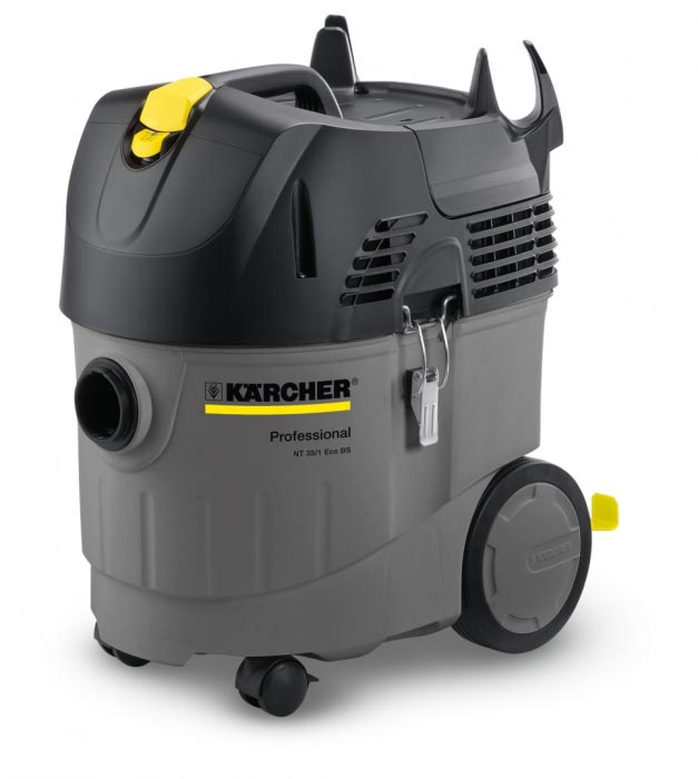 Profesjonalny odkurzacz specjalistyczny NT 35/1 Tact Bs firmy Karcher Profesjonalny odkurzacz specjalistyczny NT 35/1 Tact Bs firmy Karcher. Prezentowany w pozycji stojącej.