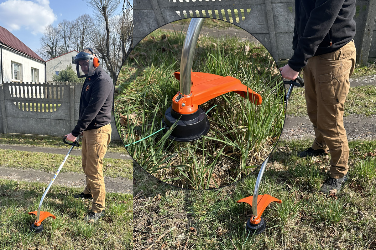 Koszenie trawy kosą STIHL FS 38 wokół drzew