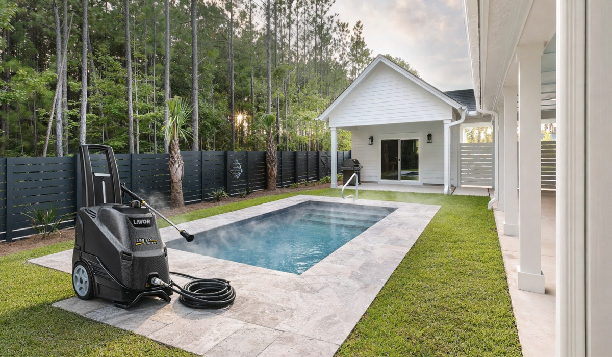 podgrzewanie basenu myjką na goraca wodę